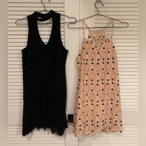 Set of 2 Dresses - Black - Black & Pink